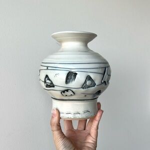 Handmade Pottery Vase Abstract Shapes Husby
